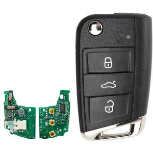 XEOD 3 knops klapsleutel - MQB48 - 433MHZ - HU66 - Complete sleutel - Met electronica - 3 knops klapsleutel geschikt voor Volkswagen - Seat - Skoda - 1 stuks