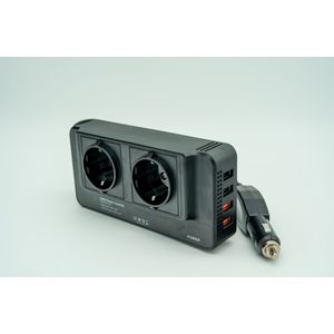 Auto Omvormer 12V - 230V 200W/400W - Gemodificeerde Sinus Golf - 4x USB Oplaadpoorten - 2x 230V Stopcontact