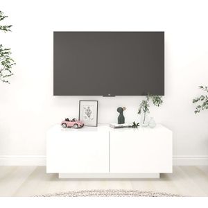 The Living Store TV-meubel - Hifi-kast - 100 x 35 x 40 cm - Duurzaam - Wit