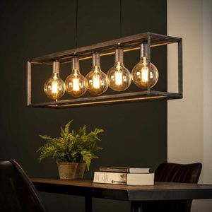 Hanglamp 5-Lichtbronnen - Metalen Frame - Lamp 45 Graden Buis - Giga Meubel