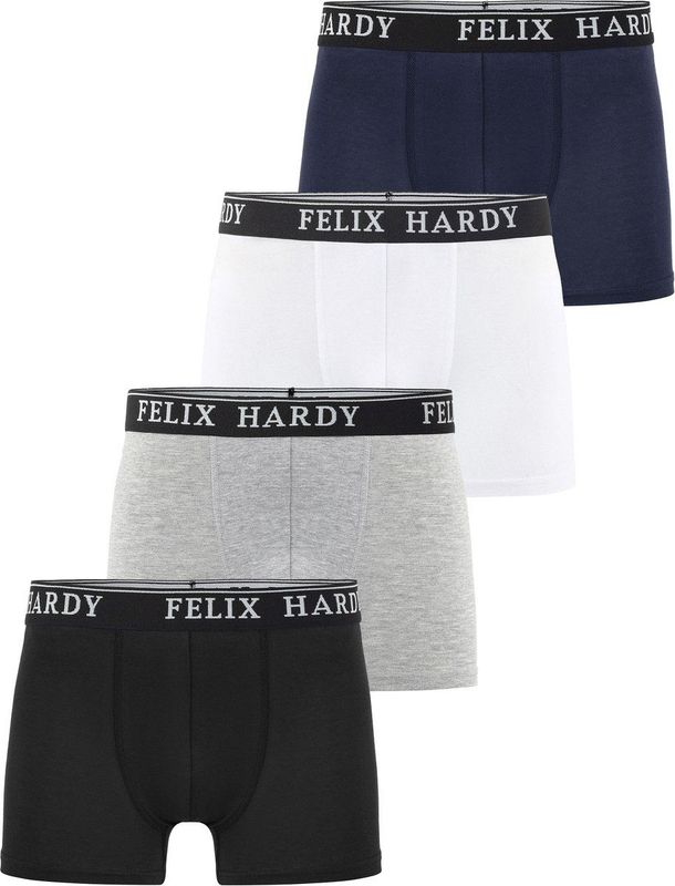Felix Hardy - Boxershort Multipack - Onderbroek - Zwart-Lichtgrijs-Wit-Navy - 4 Pack