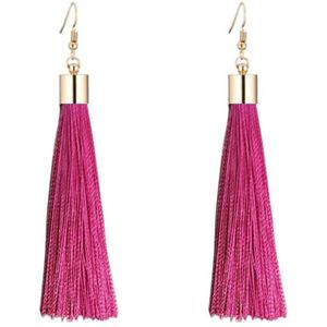 Fako Bijoux® - Kwast Oorbellen Classic - 8cm - Goud - Donkerroze