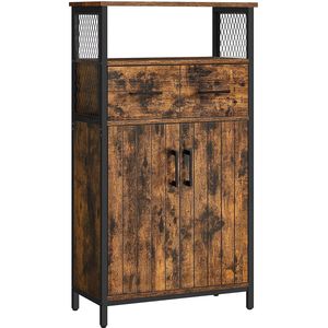 VASAGLE Badkamermeubel, dressoir, opbergkast, verstelbare plank, stalen frame, voor woonkamer, keuken, industriële stijl, vintage bruin-zwart LSC261B01