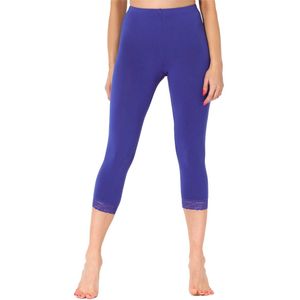 Merry Style MS-MS10-290-LE Dames Capri Leggings - Sport - Vrijetijdsbroek - 3/4 Lengte met Kant - Viscose - Sporbroek - Yogabroek - Kobalt - S