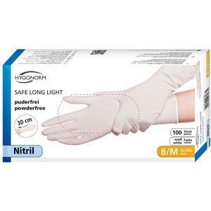 Hygonorm nitril handschoenen - 30 cm lang - wit - 100 stuks - maat S