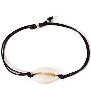 24/7 Jewelry Collection Schelpjes Armband - Schelp - Schelpen - Zwart Touw - Witte Schelp