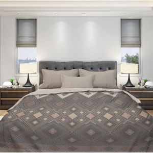 Beddengoed 135 x 200 cm, 2-delig dekbedovertrek - beddengoedset 135 x 200 cm met 1 kussensloop 80 x 80 cm, ademend katoen met ritssluiting, beddengoedset, bruin, lichtbruin, zacht en strijkvrij