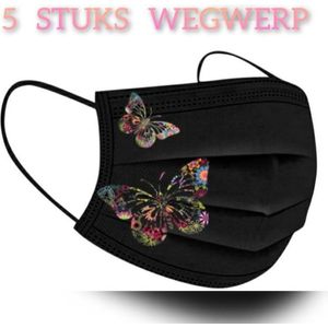 Vlinder wegwerp mondmaskers - Camouflage - per 5 stuks