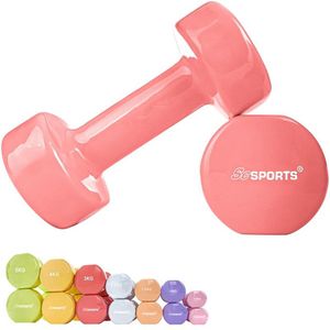 ScSPORTS® Dumbbells - 2 x 3 kg - Vinyl - Zalmroze - Gewichten - Halters