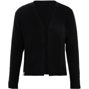 Knit Factory Ella Gebreid Vest - Gebreide dames cardigan - Dames zomervest - Kort vest op heuphoogte - Damesvest gemaakt uit 50% katoen en 50% acryl - Zwart - 36/38