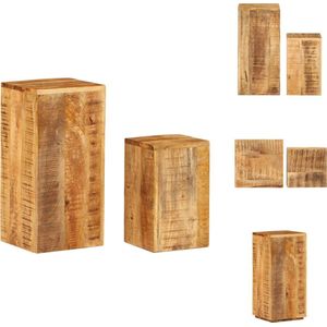 vidaXL Mango Hout Tafels - Set van 2 - Grote tafel- 28x28x59 cm - Kleine tafel- 23x23x39 cm - Tafel