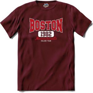 Boston 1982| Boston - Vintage - Retro - T-Shirt - Unisex - Burgundy - Maat S