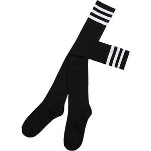 Somstyle Hoge Sokken Dames - 46 cm - Kousen - Thigh Highs - Zwart / Wit