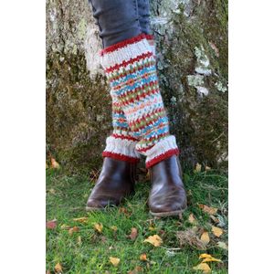 Pachamama - Iona - Wollen beenwarmers - ingebreide patronen - Burgundy - Fair Isle-patronen - Fair trade - 100% wol