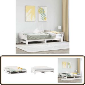 vidaXL Slaapbank met onderschuifbed 80x200 cm massief grenenhout wit