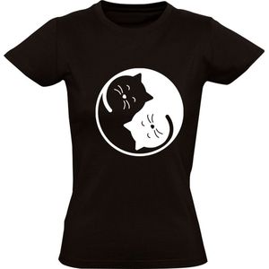 Kat Ying Yang Dames t-shirt | poes | shirt | Zwart