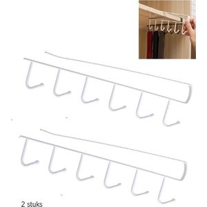 Youhomy Kast Hanger  voor kledingaccessoire / Kast organizer haaks 2 stuks| WIT -Hanghaak kast- Stropdashanger - Riemhanger - Tassenhanger-Haak - Kast accessoire