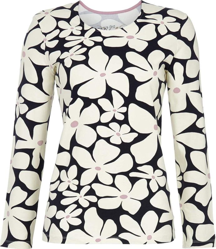 Ringella - Bloomy - Pyjamashirt - Blauw - Lange Mouwen - Ronde Hals