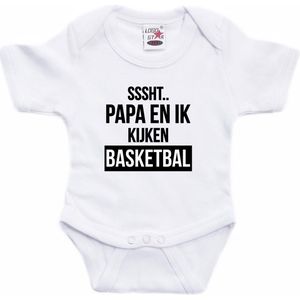 Sssht kijken basketbal tekst baby rompertje wit jongens/meisjes - Vaderdag/babyshower cadeau - EK / WK Babykleding 68