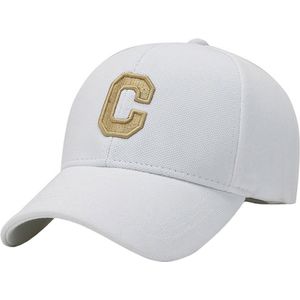 Baseball Cap Geborduurde ""C"" - Wit & Goud