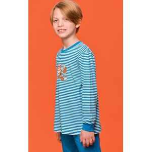 Woody Jongens-Heren Pyjama blauwe streep - maat 098/3J