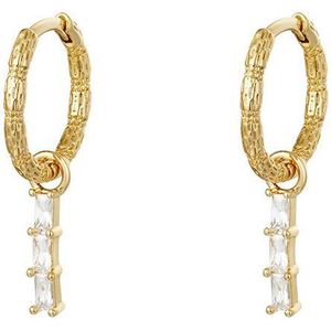 Oorbellen - Espagna - Goud - Dames oorbellen met hanger - Diamantjes