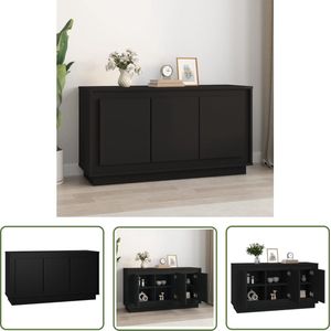 The Living Store Dressoir 102x35x55 cm bewerkt hout zwart - Dressoir - Kast - Houten Kast - Vintage Kast - Salontafel