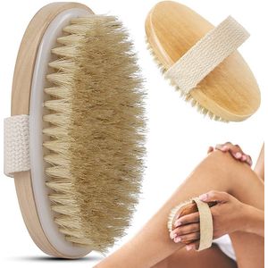 Badborstel - Dry Brushing - Droogborstel - Lichaamsborstel - Huidborstel - Doucheborstel - Bad- & Doucheaccessoires - Huidborstel Met Natuurlijke Haren - Huidverbetering - Anti Cellulitis Brush