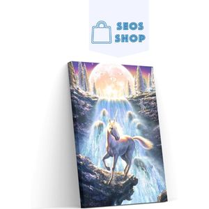 SEOS Shop ® Diamond Painting Volwassenen - Diamond Painting Kinderen - Diamond Painting Pakket Volledig - Eenhoorn met Waterval - 25x30 cm