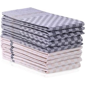 Set van 10 keukendoeken - 100% katoen - crème grijs grafiet - met ophanghaakjes - hoogwaardige theedoeken met zoekwoord 'keukentextiel'