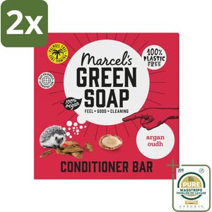 Marcel's Green Soap - Conditioner Bar - Argan & Oudh - Krachtige werking - 60 gr - Voordeelverpakking - 2 stuks - Argan - Oudy