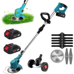 Livano Kantenmaaier Electrisch - Met Accu - Draadloos - Voegenborstel - Grastrimmer - Kantensnijder - Onkruidborstel - Bosmaaier - Elektrische - Set C - 2 Accu's