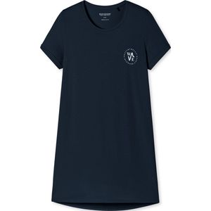 SCHIESSER Essential Nightwear T-shirt - dames slaapshirt korte mouwen print donkerblauw - Maat: 38
