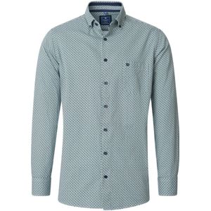 Redmond - Heren overhemd - Lange mouw - Groen blauw - Subtiele print - Comfort fit - Maat M