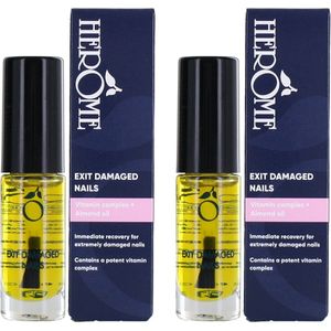 Herome 2-Pack Exit Damaged Nails Nagelolie – Amandelolie met Vitamines en Mineralen Verbetert en Herstelt de Nagels - 2*7 ml.