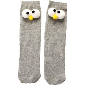 Kindersokken grappige oogjes - grijs - 6-10 jaar - maat 30-34 - katoen - jongenssokken - meisjessokken