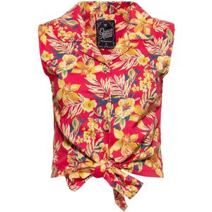 Queen Kerosin Ärmellose Bluse zum Binden QKU25002 Mehrfarbig-XS