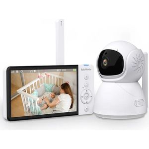 Eszenzics™ Babyfoon - Draadloos - 5inch LED scherm - HD 1080p - 2 weg communicatie - Infrarood nachtfunctie - Muziek - Uitbreidbaar met extra camera - Tot 200m'
