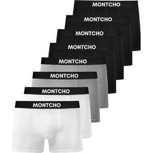 MONTCHO - Essence Series - Boxershort Heren - Onderbroeken heren - Boxershorts - Heren ondergoed - Valentijn Cadeautje voor Hem - 8 Pack (4 Zwart - 2 Grijs - 2 Wit) - Heren - Maat XL