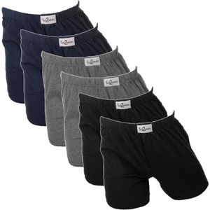 Fun2wear/Funderwear heren boxershorts wijd - 6-pack - maat XL - Uni zwart/antraciet/marine