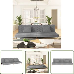The Living Store Slaapbank 2-zits met 2 kussens stof lichtgrijs - Slaapbank - 2 Persoonsbed - Lounge Meubilair - Sofa Bed - Guest Bed