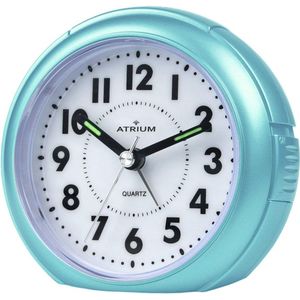 Analoge kwartswekker zonder tikken met licht en snooze - Lichtblauw Metallic