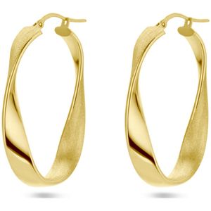 Zilver Verguld Klapoorringen - Geel - Zirkonia - 1 Micron - 20 mm Hoogte