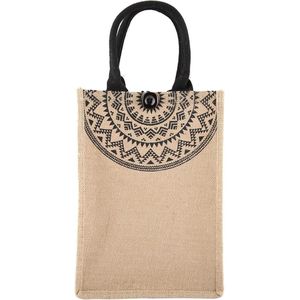 Herbruikbare jute draagtas voor campingstrand picknick - in - jute tas (S-small) .