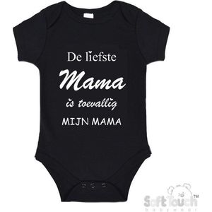 100% katoenen Romper ""De liefste mama is toevallig mijn mama"" Unisex Katoen Zwart/wit Maat 62/68