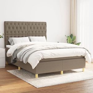 The Living Store Boxspringbed - Comfort Premium - Bed - 193 x 144 x 118/128 cm - Taupe - Matras- 140 x 190 x 20 cm - Pocketvering
