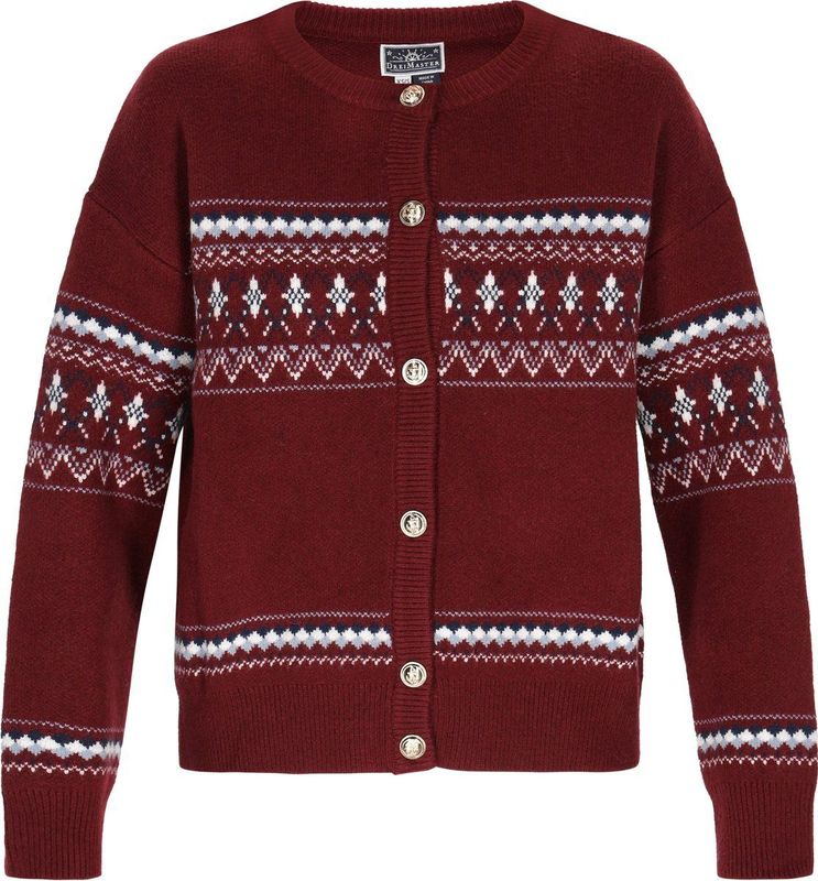 DreiMaster Maritim Gebreid vest  grijs / wijnrood / zwart / natuurwit