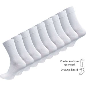9 paar diabetes sokken - Drukvrije boord - Wit - Maat 35-38