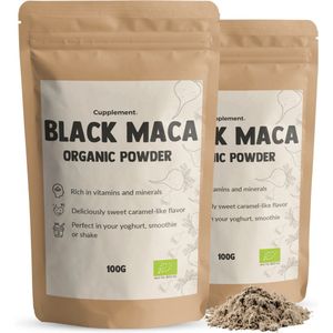 Cupplement 200 Gram Zwarte Maca Poeder Biologisch - Black - Testosteron - Supplement - Root - Superfood - Pure - Geen Capsule, Pillen, Arginine, Tabletten, Extract of Gele Wortel - Peru - Rode - Macapoeder - Mac - Maya - Mica