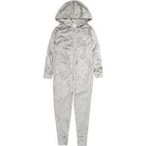 Onesie maat 146/152 - zilvergrijs - huispak pyjama glimmend zilver